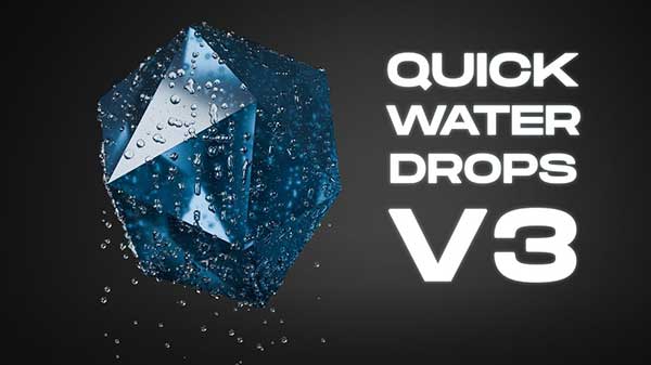 Blender快速生成逼真水滴动画效果插件 Quick Water Drops V3.0