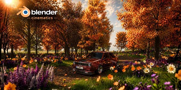 Blender电影质感森林汽车动画场景制作教程(中英文字幕) Blender Cinematic Masterclass Create Stunning Car in Forest