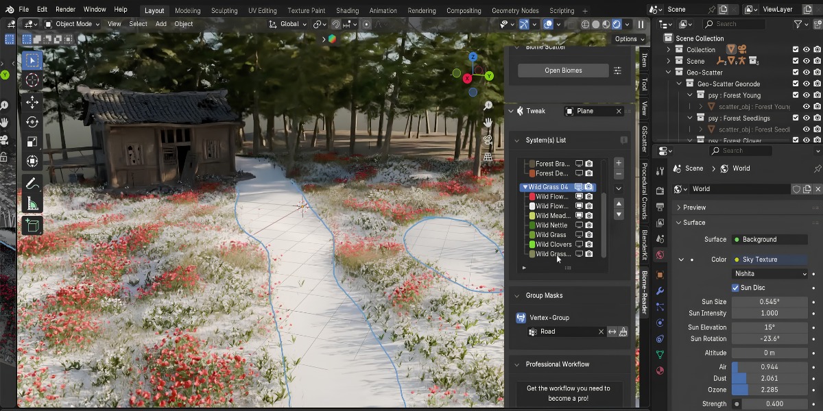 Blender电影级森林骑动画视频教程(中英文字幕) Blender 3D Environment Project: Horse Riding Through A Forest