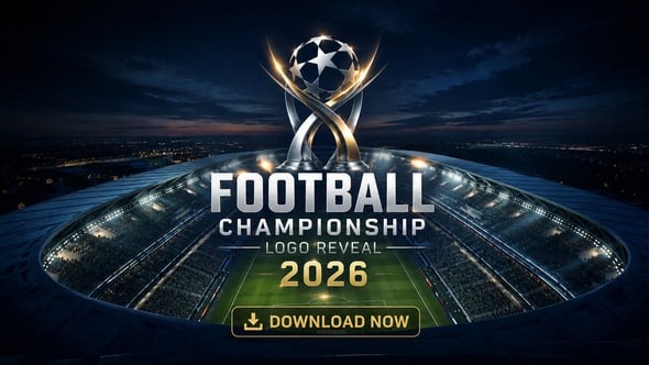 AE足球冠军联赛体育赛事LOGO展示片头模板 Football Championship Logo Reveal