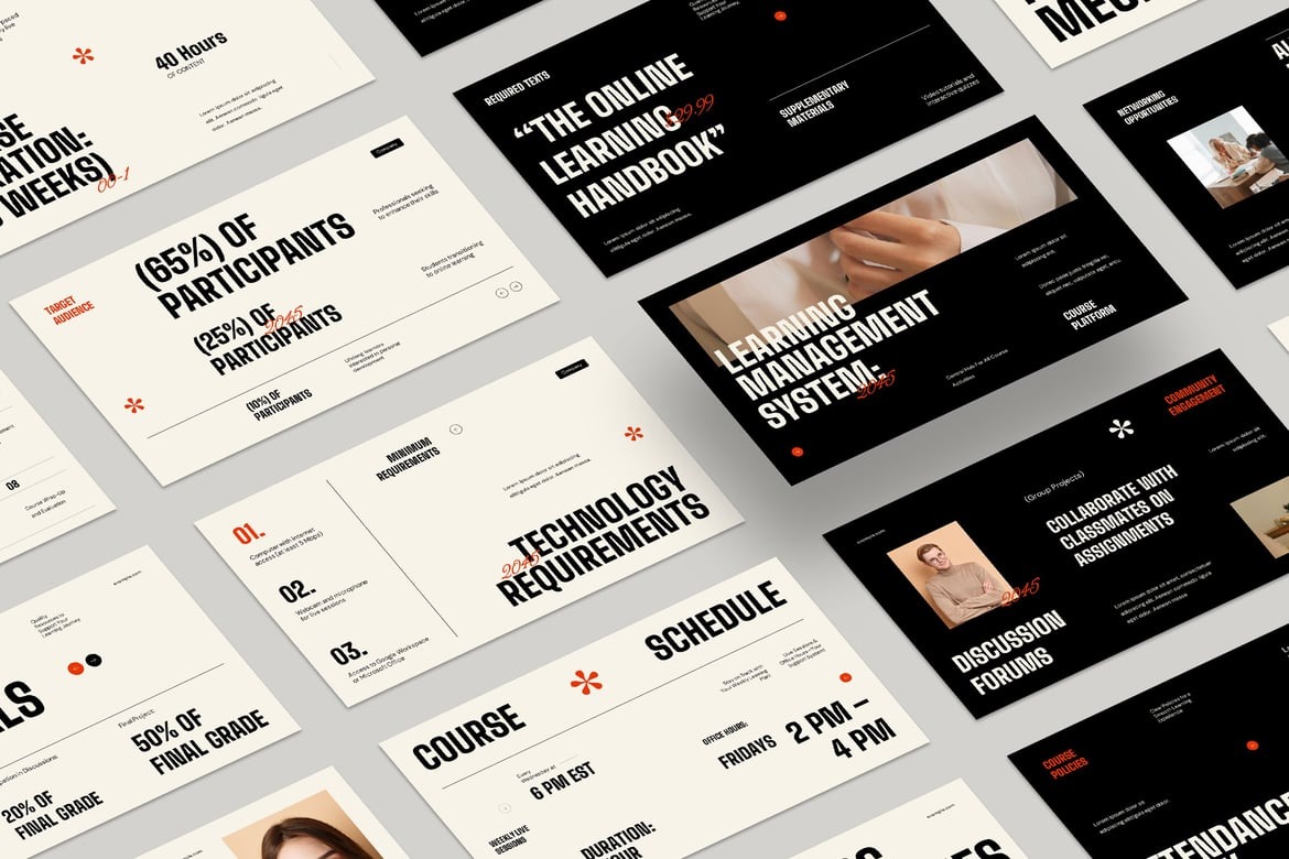 时尚风在线课程教育课件幻灯片ppt模板素材 Online Course Education Powerpoint Template