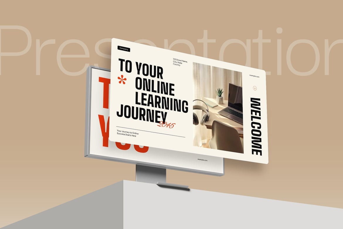 时尚风在线课程教育课件幻灯片ppt模板素材 Online Course Education Powerpoint Template