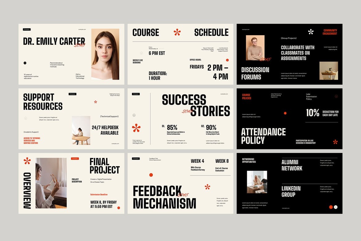 时尚风在线课程教育课件幻灯片ppt模板素材 Online Course Education Powerpoint Template