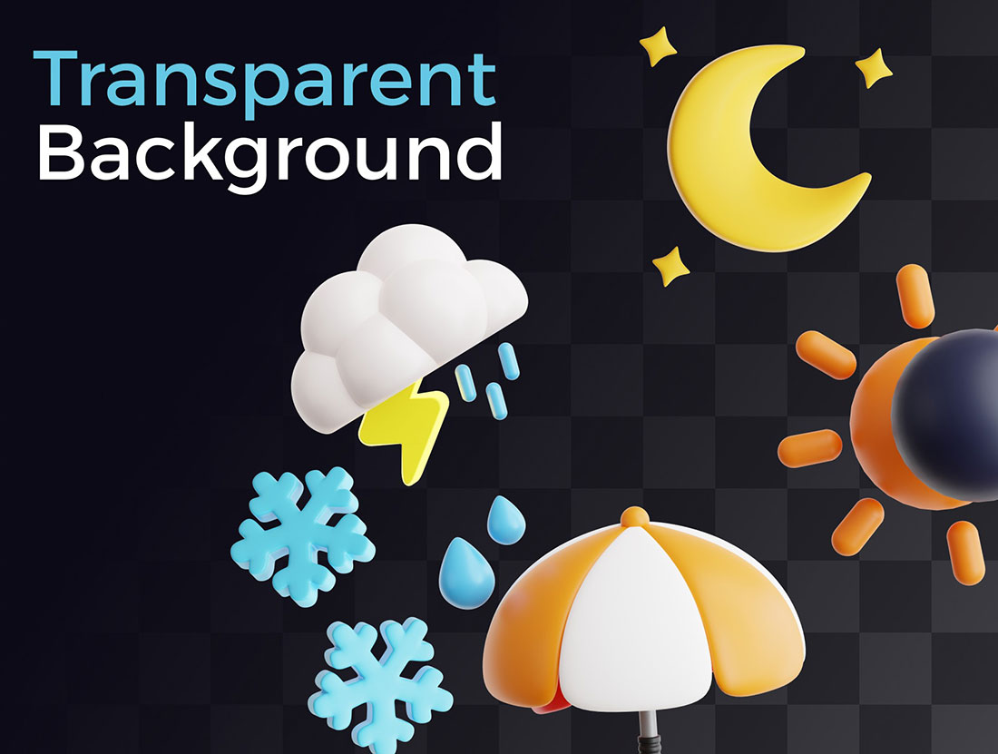 20款卡通天气3D图标模型素材下载(Blender,FBX,OBJ,PNG) 20 Perfect 3D Weather Icon Pack