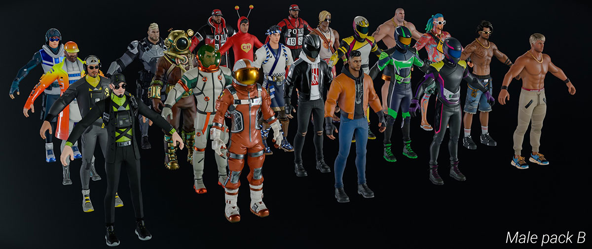 Blender堡垒之夜全套游戏角色3D模型素材 Fortnite Character Pack 1