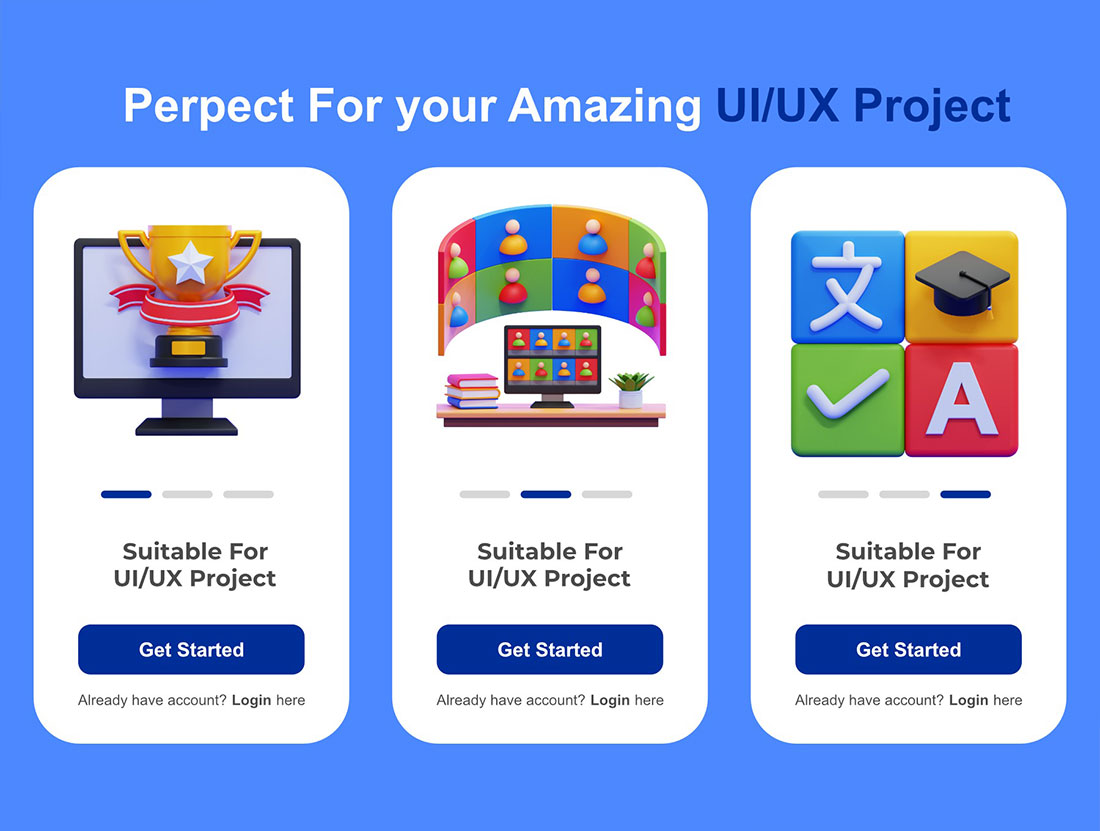 30个独特的在线教育3D图标模型素材(FBX,OBJ,PNG) Online Education 3D Icons Packs