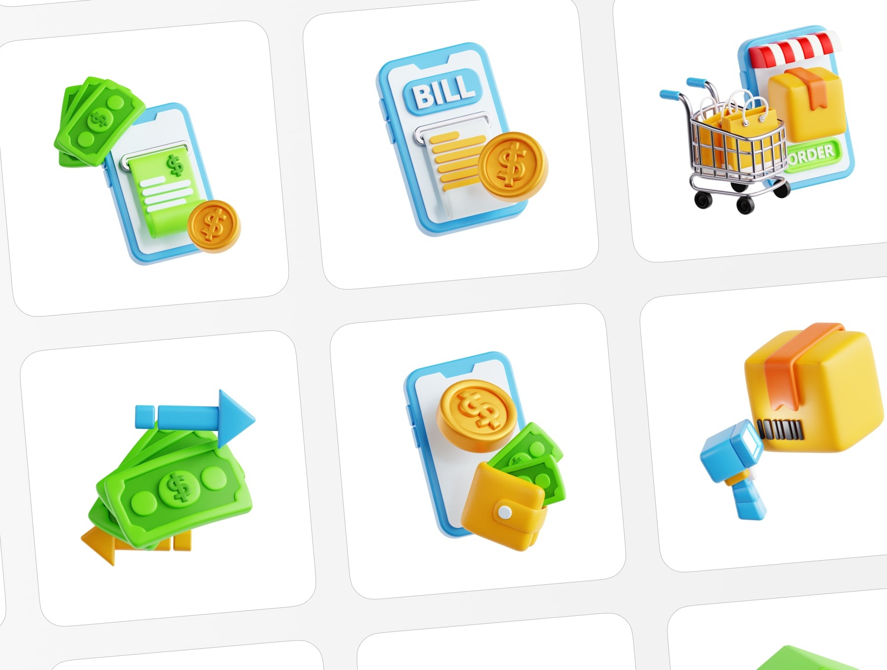 25个精美的在线支付主题3D图标模型素材(Blender,FBX,OBJ,PNG) Online Payment 3D Icon Set