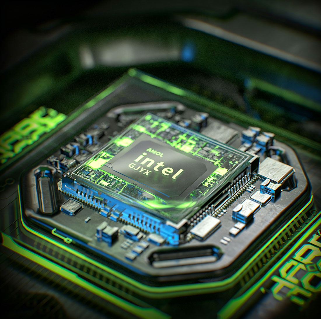 C4D芯片场景OC渲染工程CPU芯片C4D模型下载