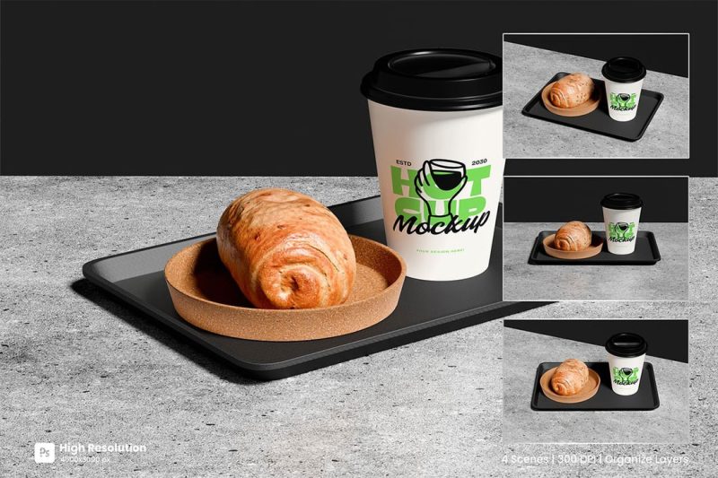 4款咖啡饮料杯子设计展示效果PSD样机素材 Cup Mockup