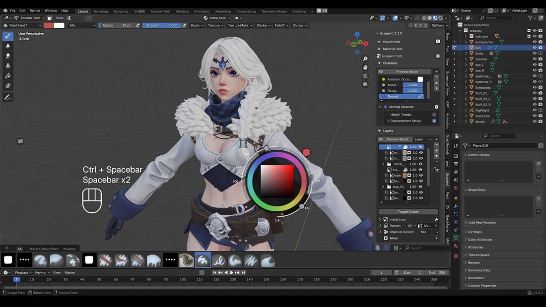 Blender冰雪少女角色建模雕刻完整全流程教程 Blender Tutorial: Ice Girl Full Character Guide-Only In Blender