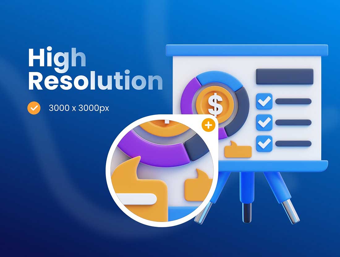 SEO营销主题3D图标模型素材下载(Blender,FBX,PNG) SEO & Marketing 3D Icon Set