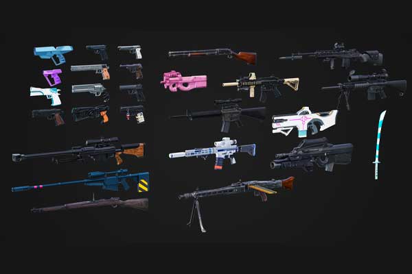 Blender动漫标志性武器手枪霰弹枪狙击枪武器等3D模型素材合集 Various iconic guns from anime (Vol. 1)