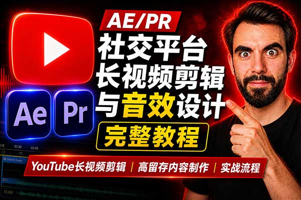 AE/PR社交平台长视频剪辑与音效设计完整教程(中英文字幕) Long Form Video Editing: Premiere Pro & After Effects