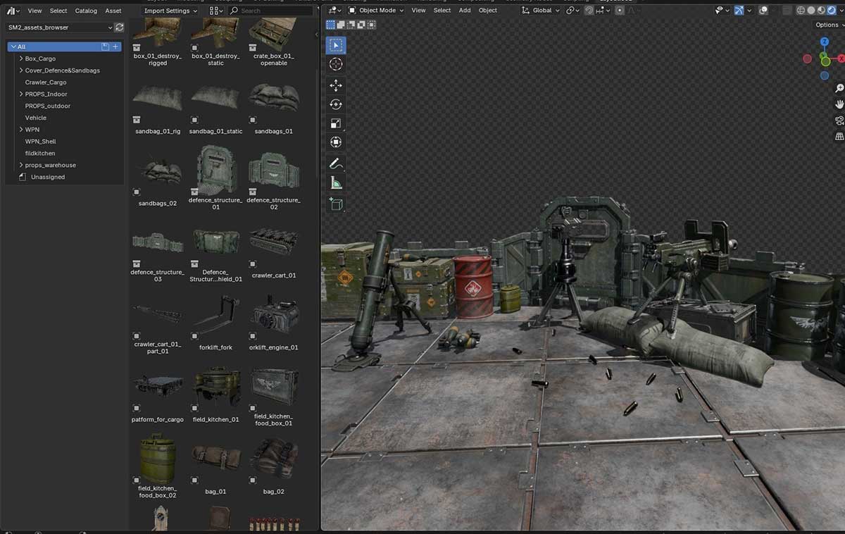 Blender战锤40K星际战士2游戏级道具载具与武器3D模型资源合集 WH40K SM2 - Assets Browser