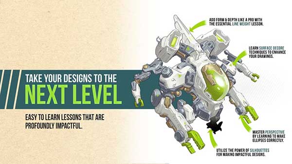 PS机器人机甲设计绘画基础教程(中英文字幕) Gumroad – Learn to Draw Robots & Mecha – An Essential Course
