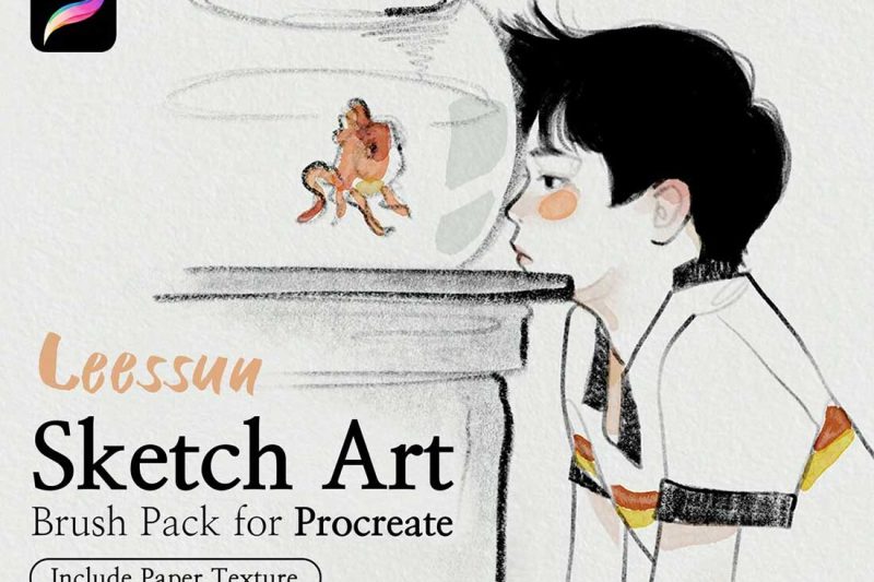 6款专业线稿线条铅笔Procreate绘画笔刷素材 Leessuu Sketch Art Brush for Procreate