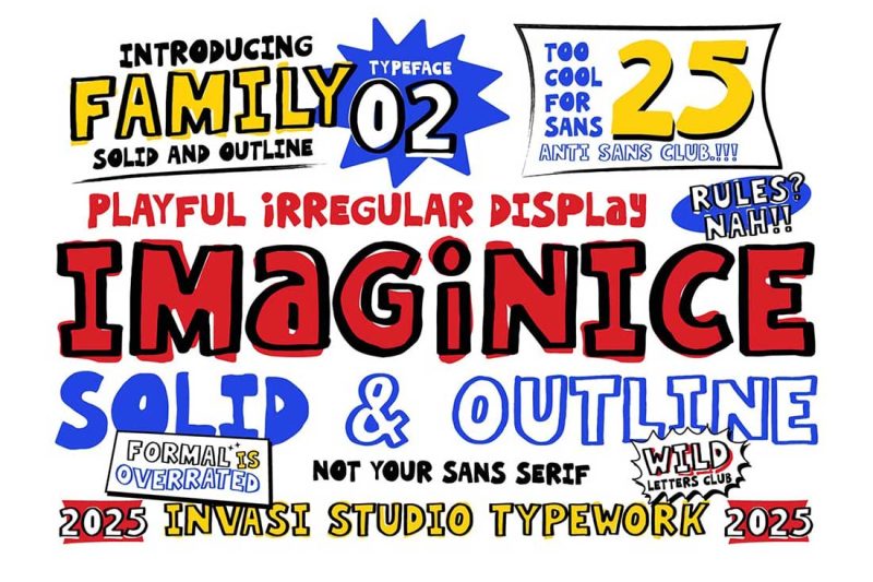 动漫卡通手绘英文字体素材安装包 Imaginice – Raw Playful Family Font