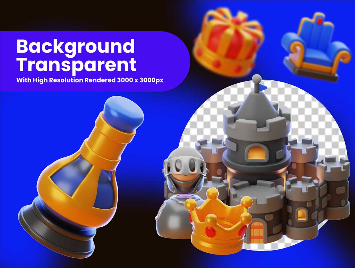 25个高品质欧洲中世纪主题图标3D模型素材 Collection For 25 Medieval 3D Icons