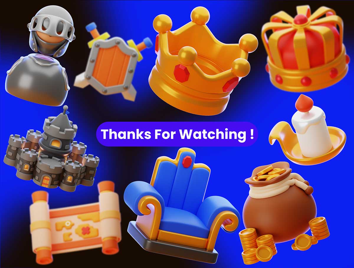 25个高品质欧洲中世纪主题图标3D模型素材 Collection For 25 Medieval 3D Icons