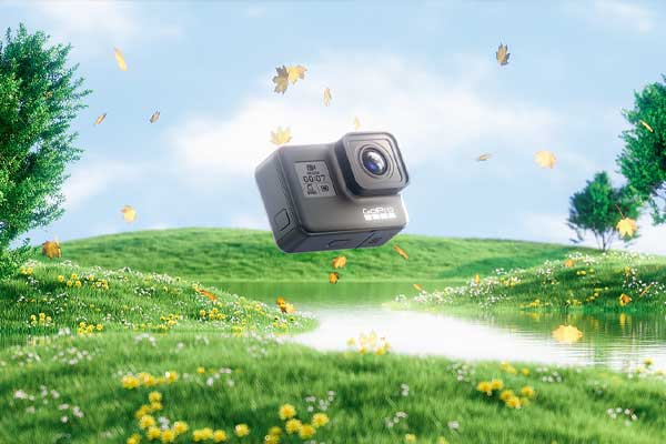 C4D GoPro运动相机草地场景OC渲染工程运动相机3D模型