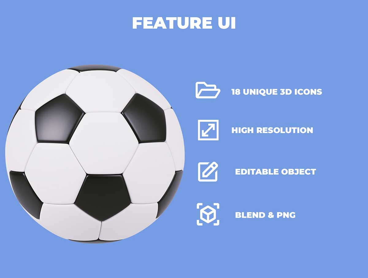 18个精美的Blender运动用品3D图标模型素材 Sport Items 3D Icon Pack