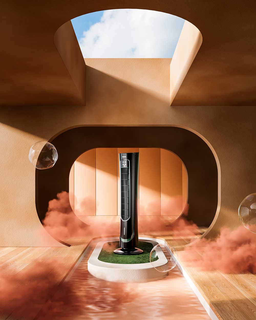 C4D超现实立式空调几何场景RS渲染工程立式空调C4D模型下载