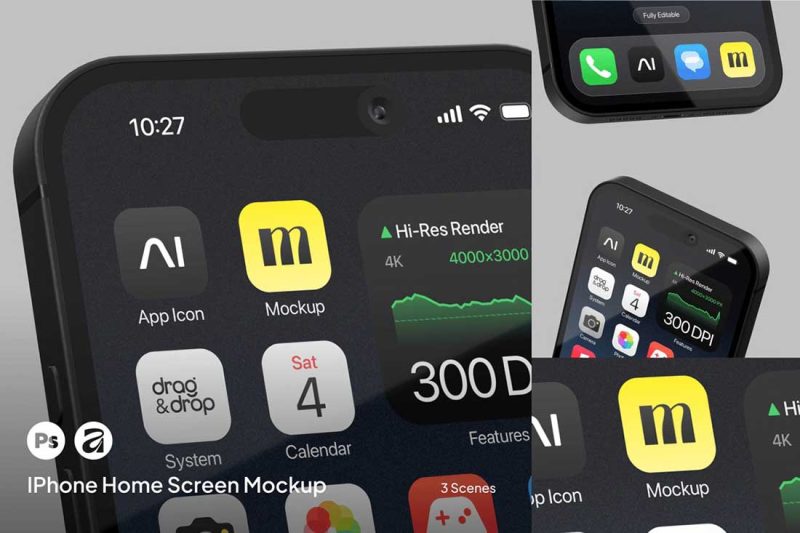 3款iPhone 17 Pro手机App应用界面UI设计PSD样机素材  iPhone 17 Pro — Editorial Mockup Scene (PSD)