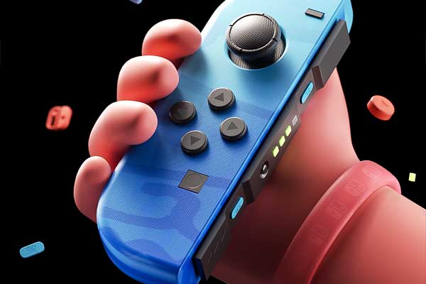 C4D卡通小手手持Switch游戏手柄OC渲染工程Switch游戏手柄3D模型下载