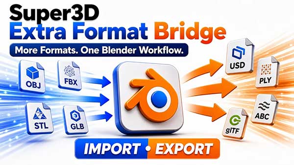 Blender模型文件多格式文件导入导出桥接插件 Super3D Extra Format Bridge V0.3.5