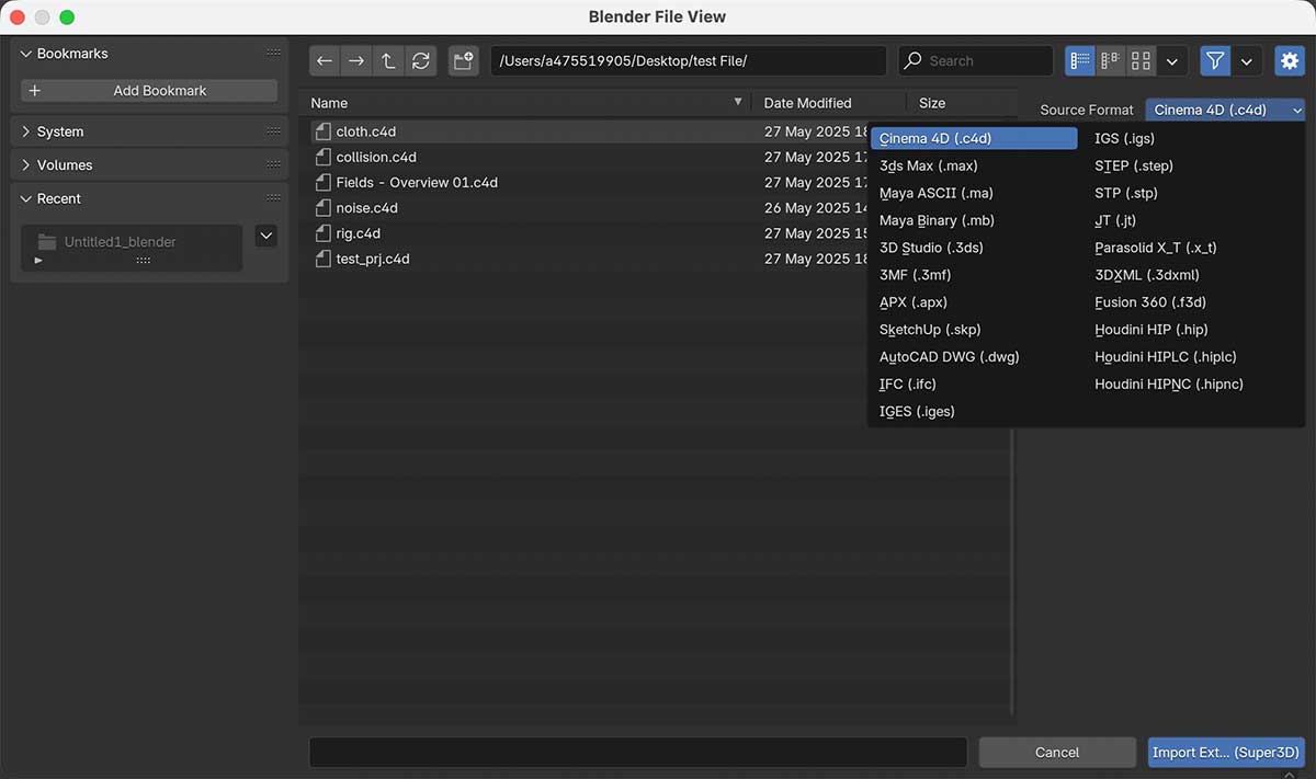 Blender模型文件多格式文件导入导出桥接插件 Super3D Extra Format Bridge V0.3.5
