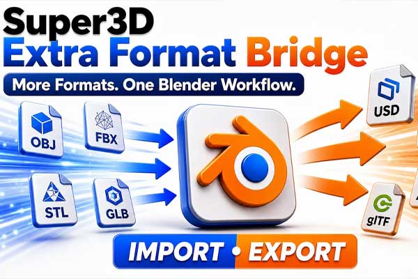 Blender模型文件多格式文件导入导出桥接插件 Super3D Extra Format Bridge V0.3.5