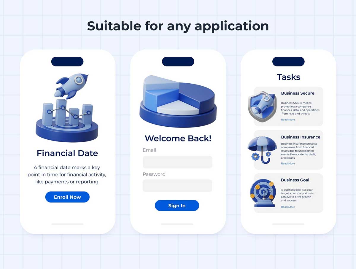 20个高质量Blender企业创业主题3D图标模型素材(Blender,OBJ,PNG) Business Startup 3D Icons