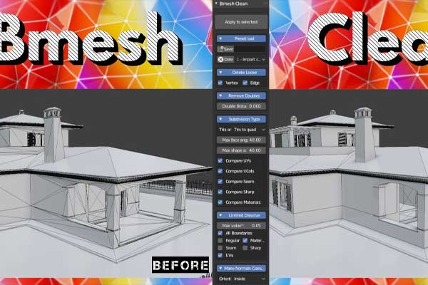 Blender模型多余网格清理优化工具插件 Bmesh Clean V1.1.205