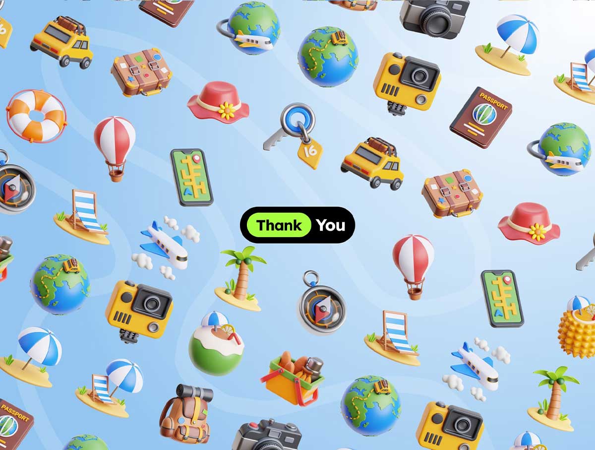 20个卡通假日旅行相关3D图标模型素材(OBJ,PNG) 20+ Holiday Travel 3D Icons