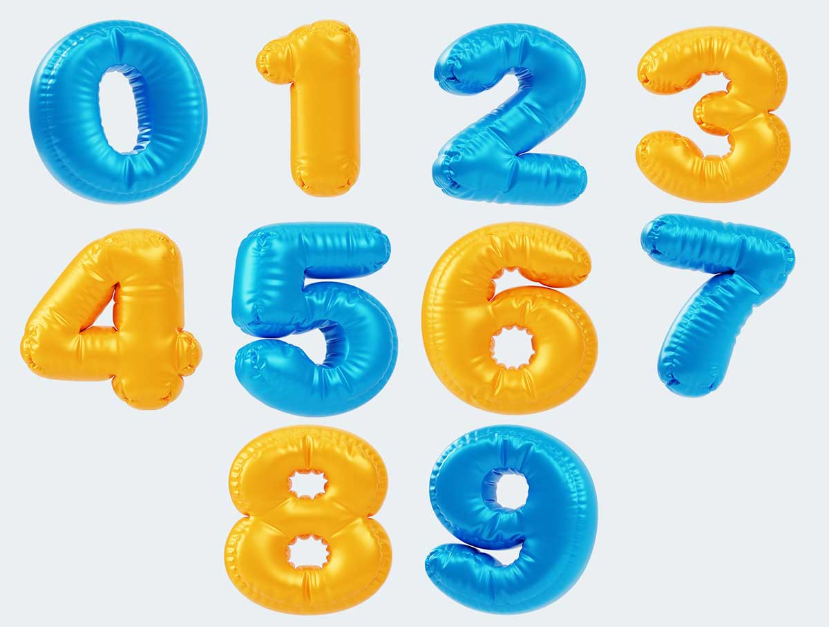 20个精美色彩鲜艳的膨胀数字3D图标模型素材(Blender,FBX,PNG)