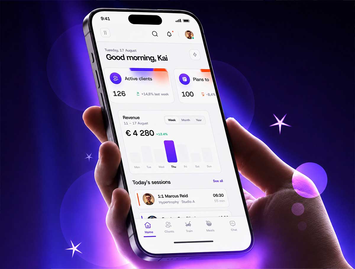 双配色健身锻炼私人教练数据统计APP界面UI套件设计素材 Fitness Tracking Mobile App UI Kit