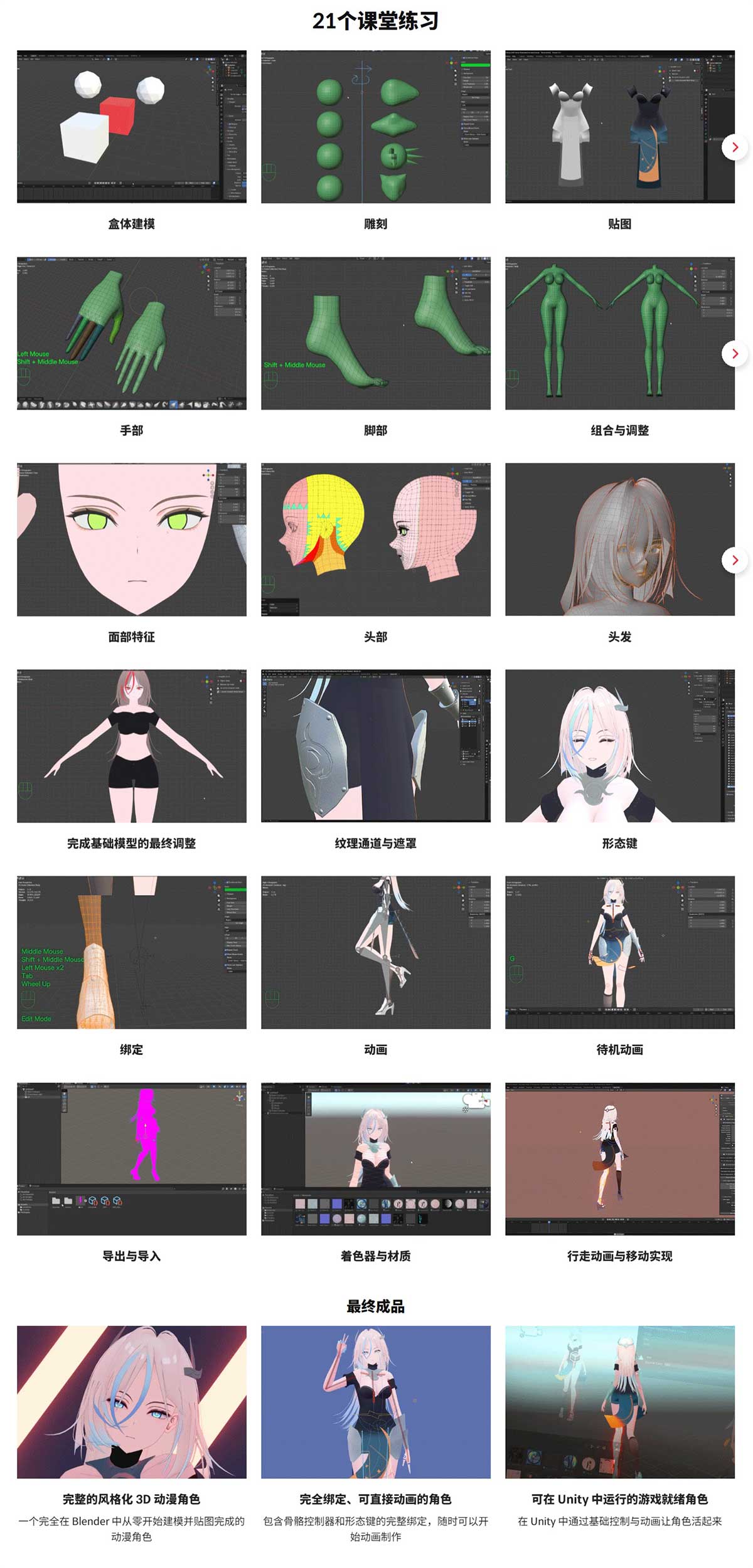 Blender+Unity二次元卡通角色建模贴图与动画绑定实战全流程教程(中英文字幕)