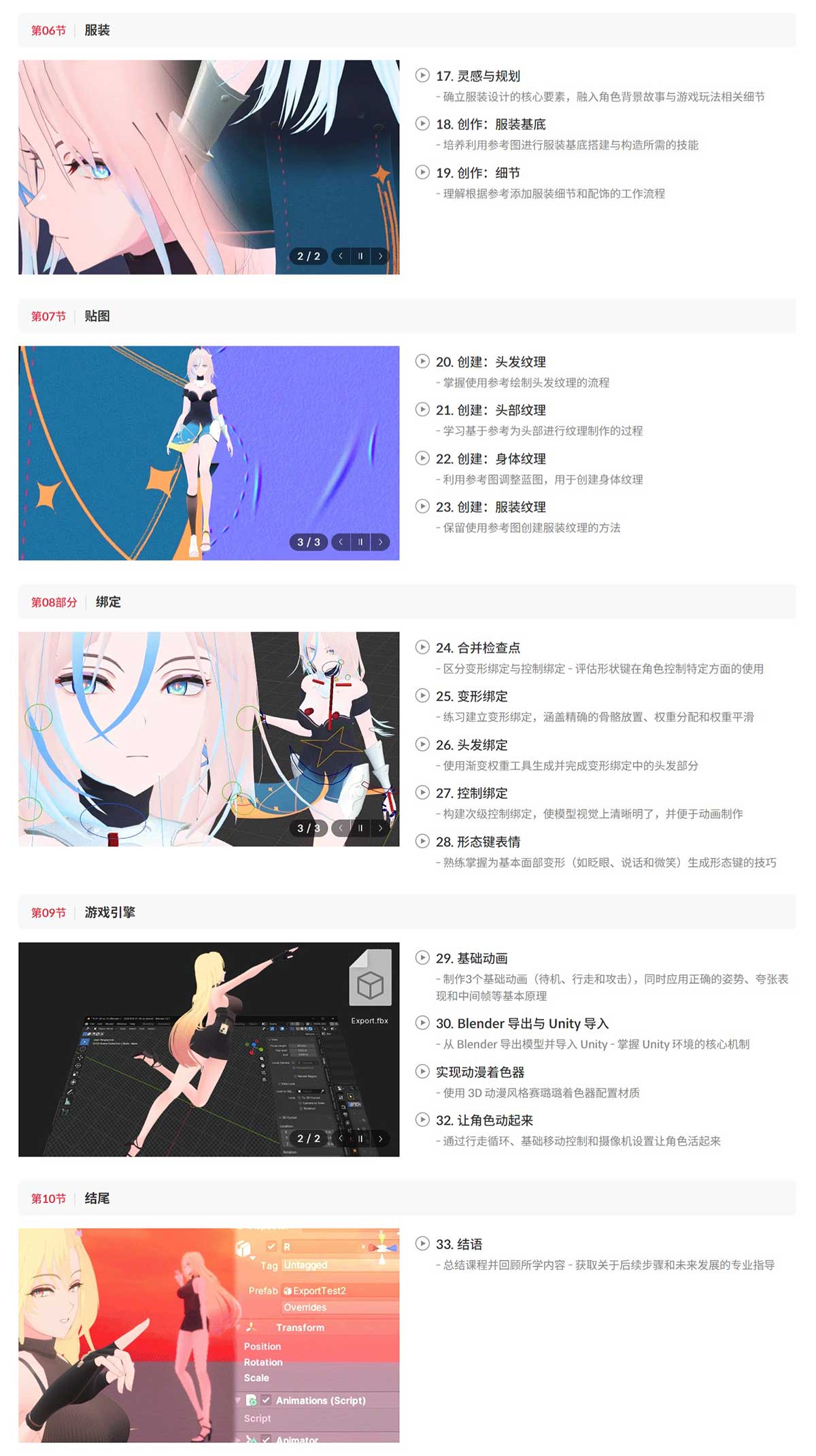 Blender+Unity二次元卡通角色建模贴图与动画绑定实战全流程教程(中英文字幕)
