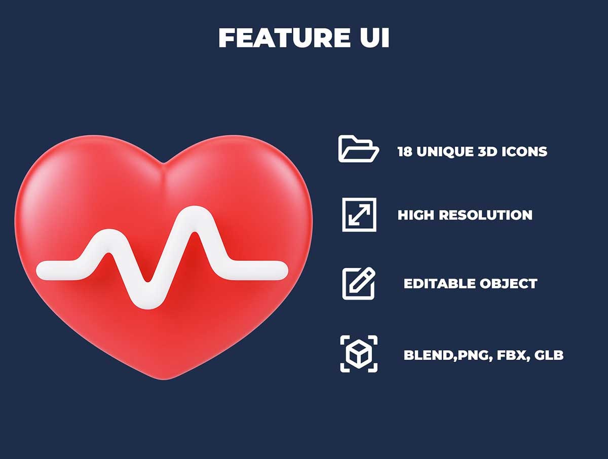 健身用品主题3D图标模型素材(Blender,FBX,PNG) Fitness Items 3D Icon Pack