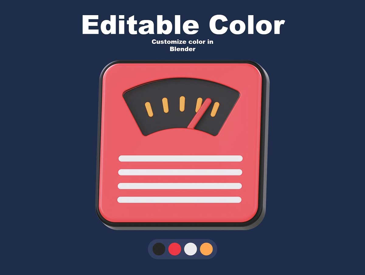 健身用品主题3D图标模型素材(Blender,FBX,PNG) Fitness Items 3D Icon Pack