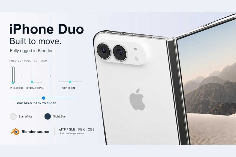 iPhone Duo折叠苹果手机绑定3D模型素材合集 iPhone Duo — Rigged 3D Collection