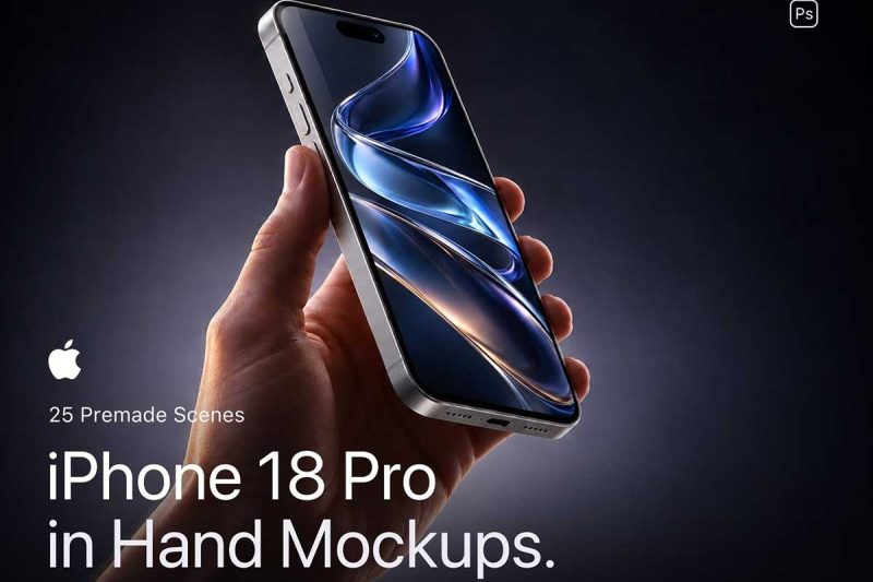 25款手持苹果iPhone 18 Pro手机UI界面样机设计素材 iPhone 18 Pro in Hand Mockups