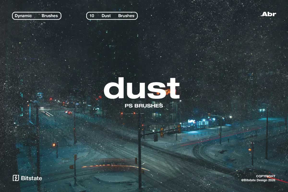 做旧颗粒灰尘尘埃效果PS笔刷绘画素材 Grain & Dust Photoshop Brushes