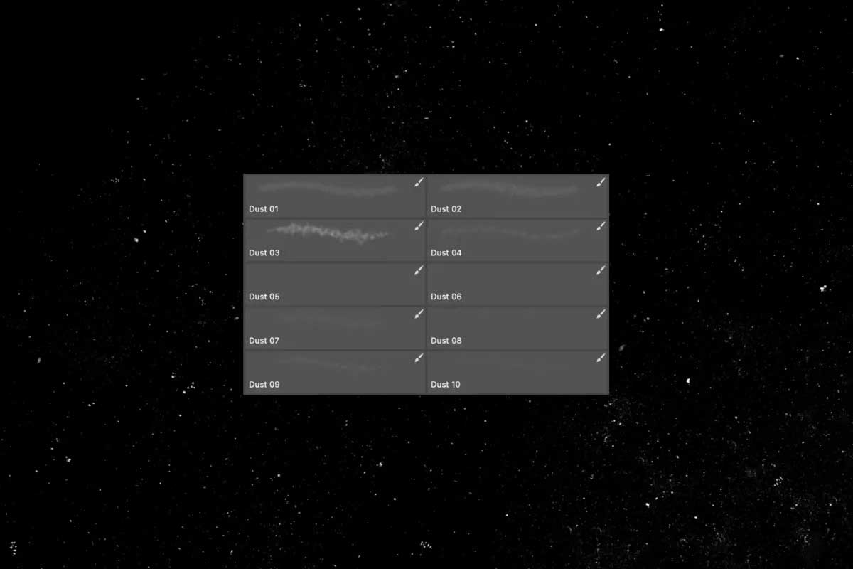 做旧颗粒灰尘尘埃效果PS笔刷绘画素材 Grain & Dust Photoshop Brushes