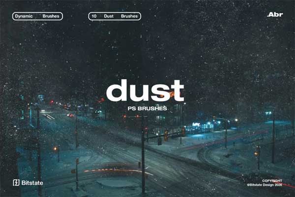 做旧颗粒灰尘尘埃效果PS笔刷绘画素材 Grain & Dust Photoshop Brushes