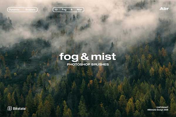 大雾雾气PS笔刷画笔设计素材 Fog & Mist – Photoshop Brushes