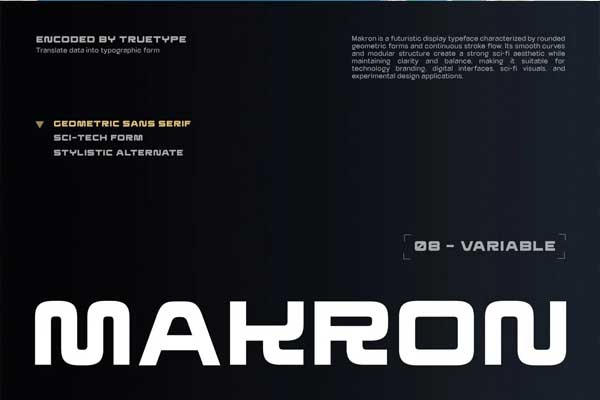 未来主义几何无衬线英文字体素材 TRT Makron – Futuristic Geometric Sans Font