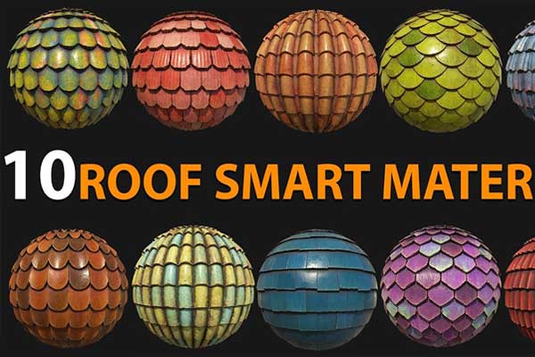 10种Substance Painter程序化屋顶智能贴图材质素材合集 10 Roof Smart Materials