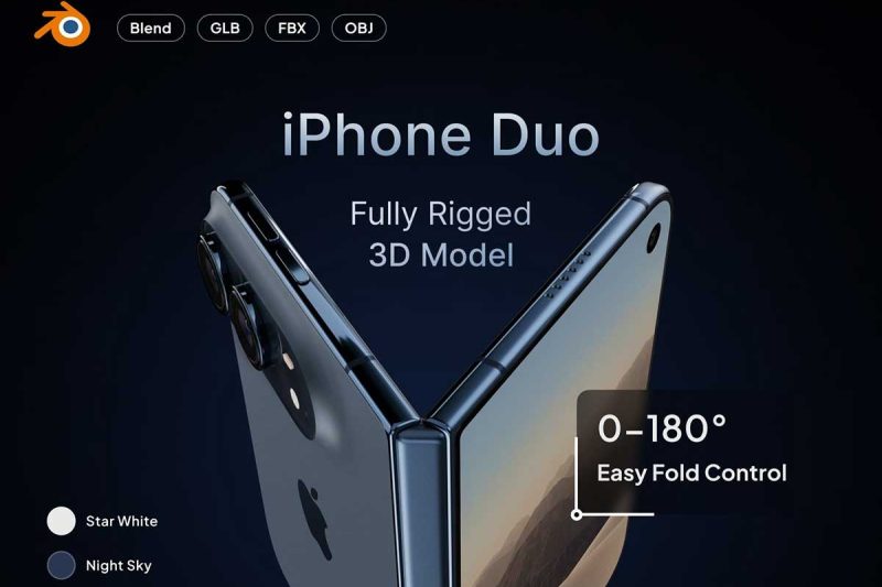 iPhone Duo 3D折叠手机3D模型素材 IPhone Duo 3D Model