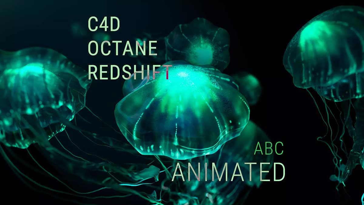C4D海地发光水母动画OC/RS渲染工程